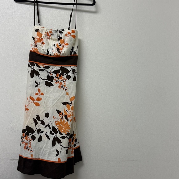 Speechless Strapless Dress or Halter Top with Orange and Brown Floral Design - Picture 4 of 16